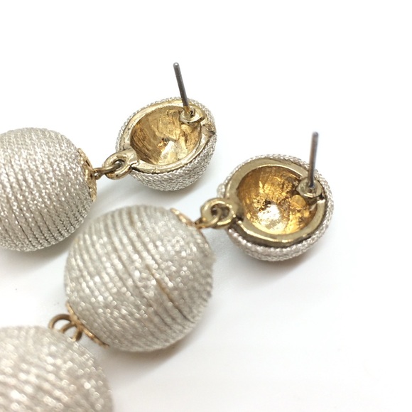 3/$30 SILVER BAUBLE GRADUATED BALL DROP EARRINGS THREAD WRAPPED STATEMENT PARTY - Picture 9 of 10